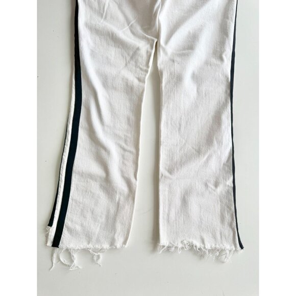 MOTHER The Insider Crop Step Fray White Striped Side Bootcut Jeans, Size 30 - Picture 11 of 16